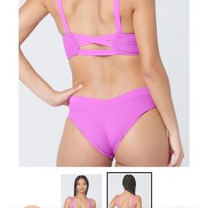 LSpace Ribbed Pratt Bikini Bottom in Pitaya